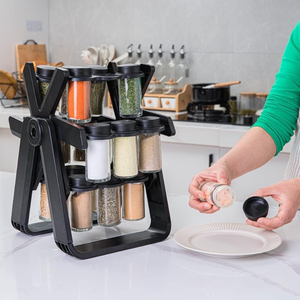 Spice Rack Organizer With 18 Spice Jars