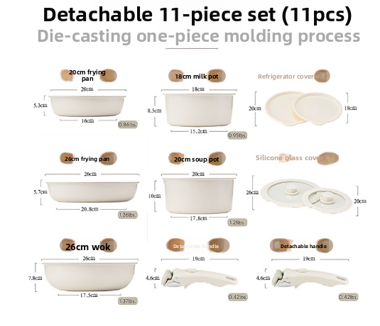 Detachable Handle Cookware Set - 11 Piece Collection